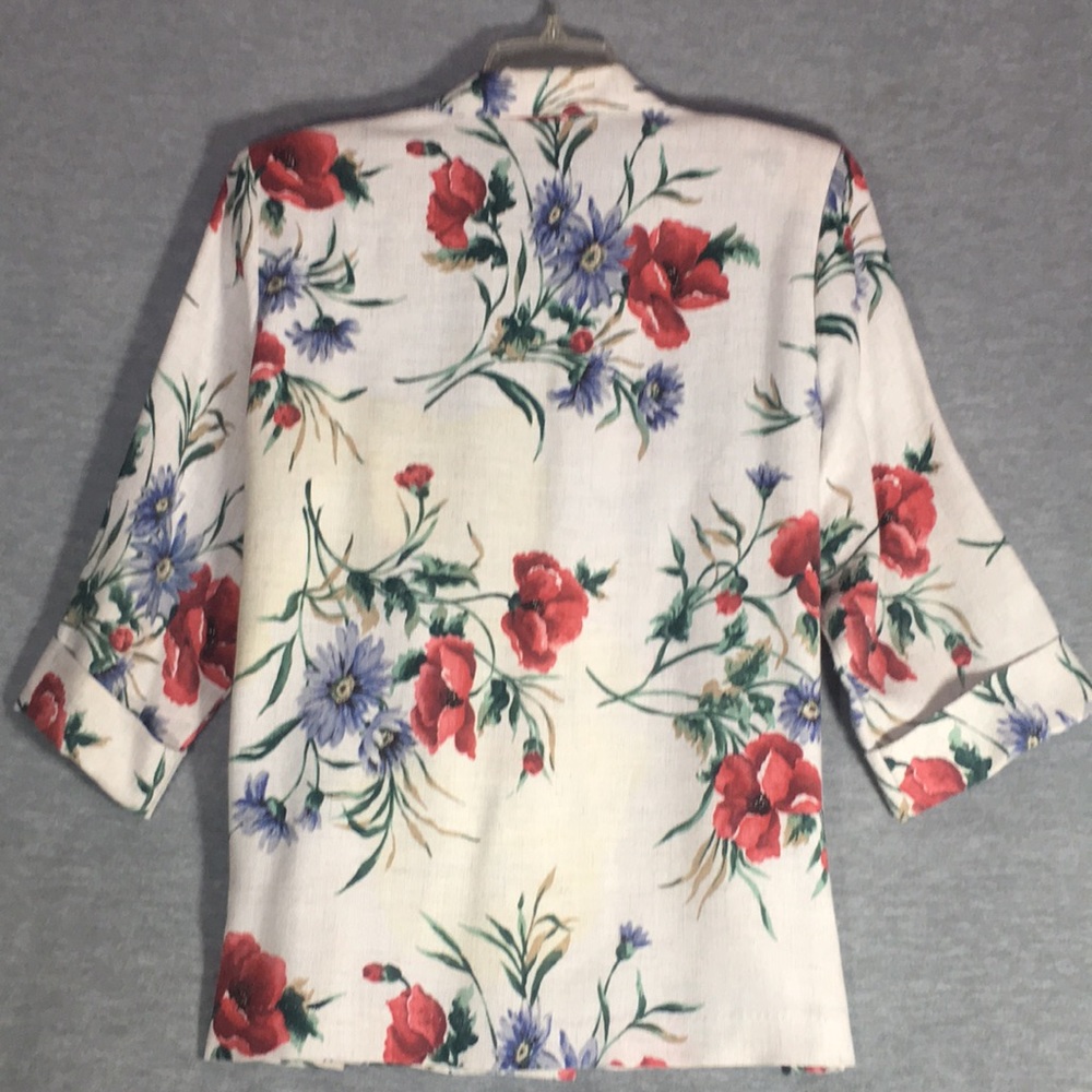 JOANNA Floral Spring Trendy Career Jacket The Look of Linen without the Wrinkles - Picture 2 of 16